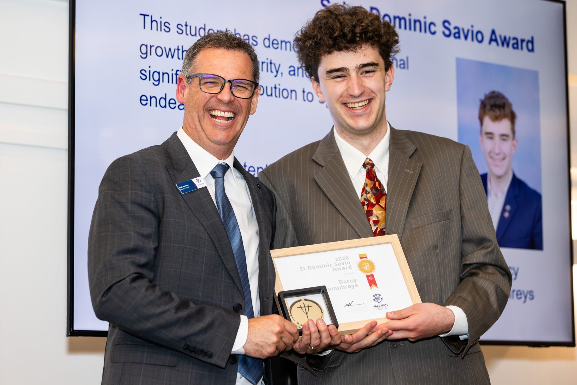 2026 Valedictory Dominic Savio Award Darcy Humphreys